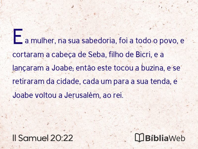 II Samuel 20:22 em imagem para compartilhar
