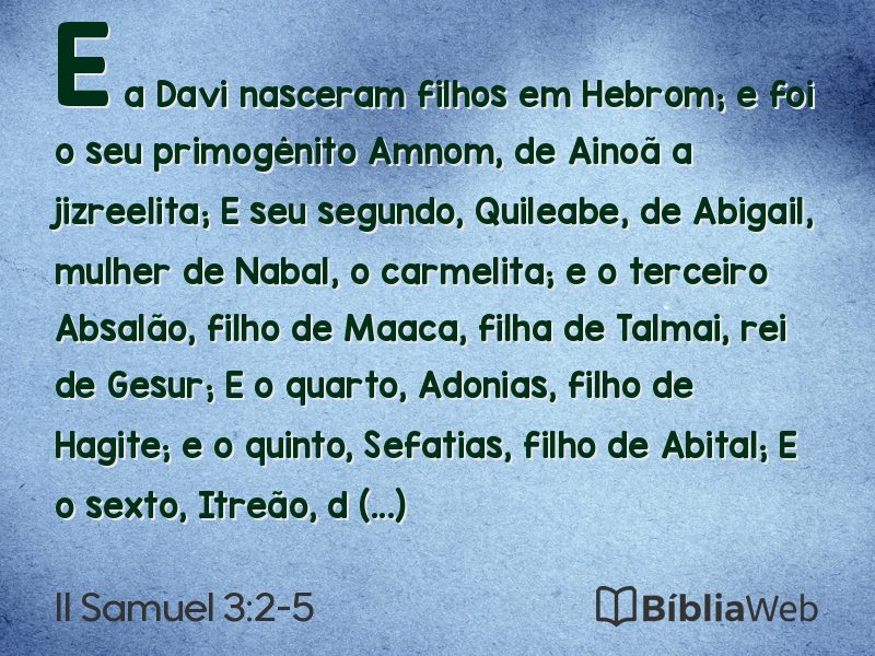 II Samuel 3:2-5 em imagem para compartilhar