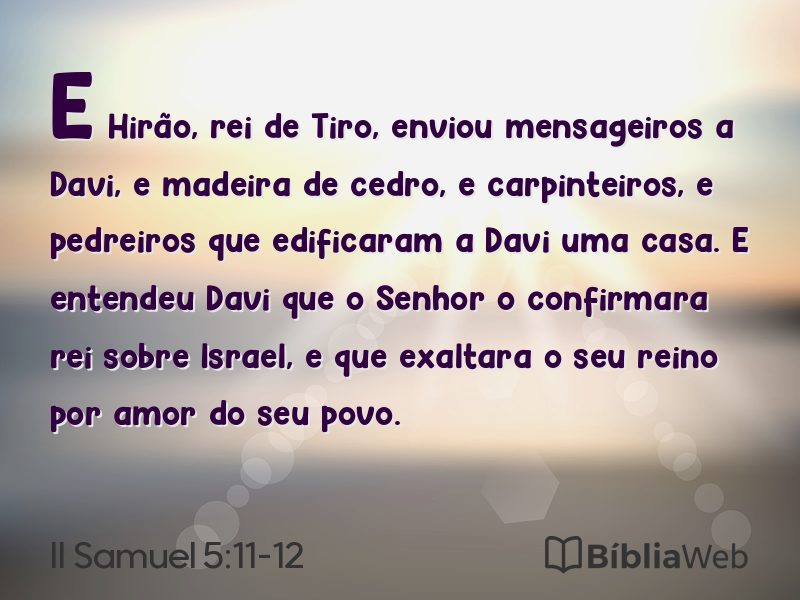II Samuel 5:11-12 em imagem para compartilhar
