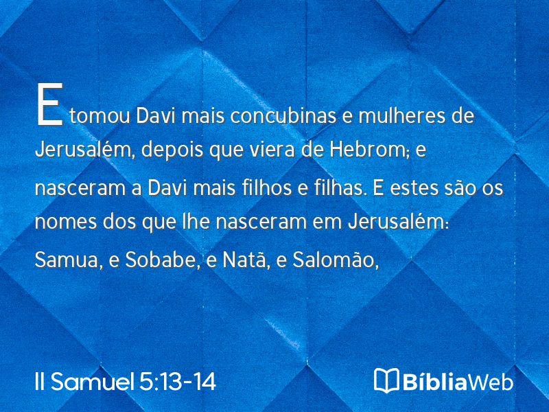 II Samuel 5:13-14 em imagem para compartilhar