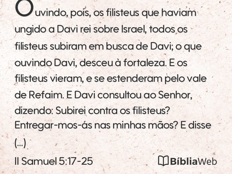 II Samuel 5:17-25 em imagem para compartilhar