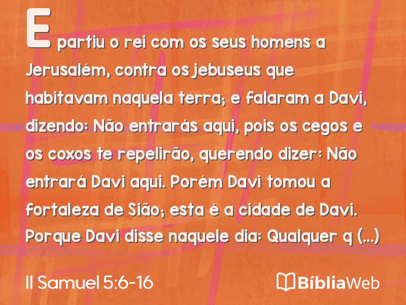 II Samuel 5:6-16 em imagem para compartilhar
