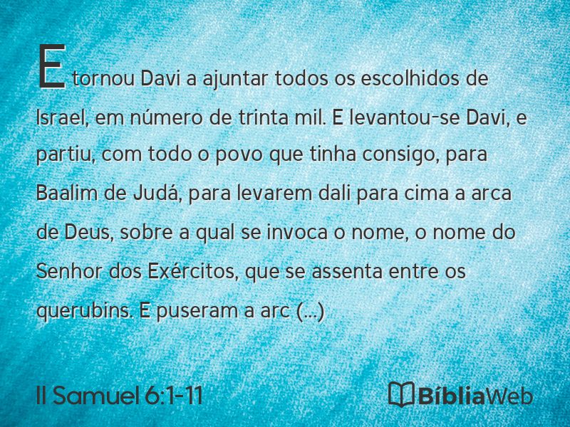 II Samuel 6:1-11 em imagem para compartilhar