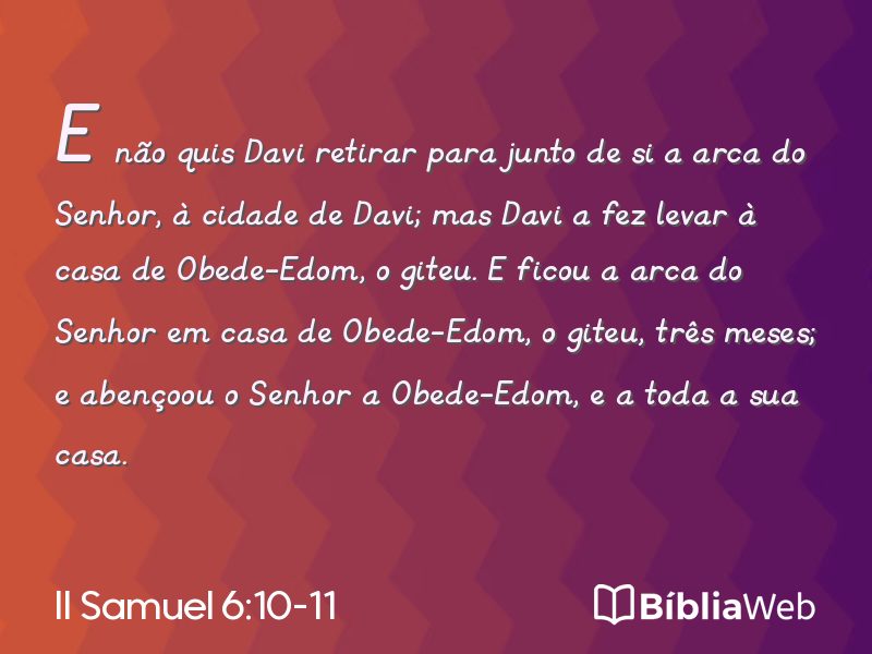 II Samuel 6:10-11 em imagem para compartilhar