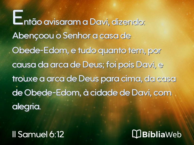 II Samuel 6:12 em imagem para compartilhar