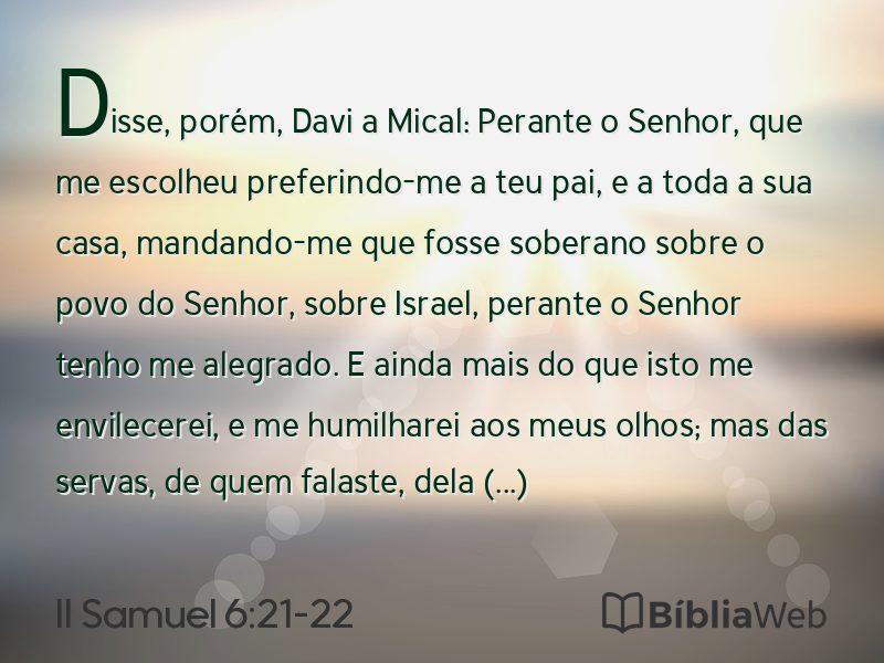 II Samuel 6:21-22 em imagem para compartilhar