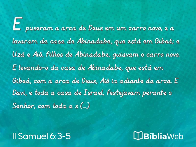 II Samuel 6:3-5 em imagem para compartilhar