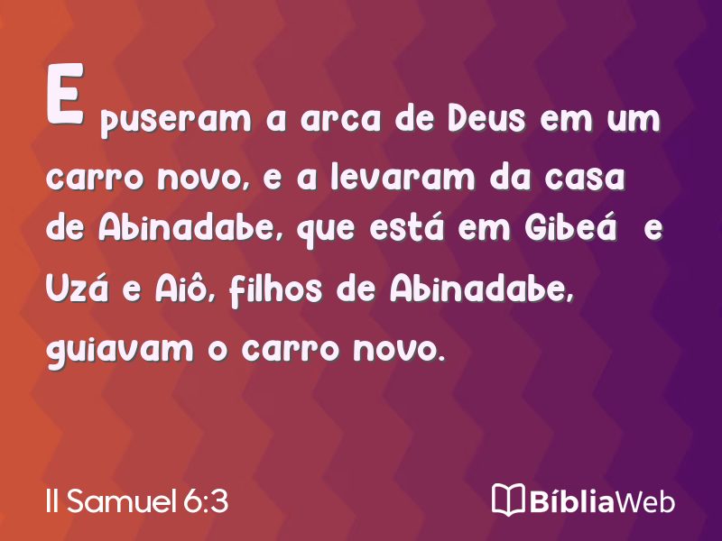 II Samuel 6:3 em imagem para compartilhar