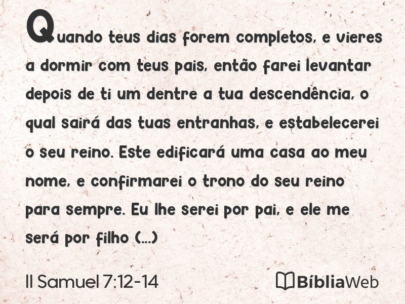 II Samuel 7:12-14 em imagem para compartilhar
