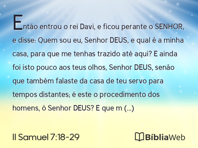 II Samuel 7:18-29 em imagem para compartilhar