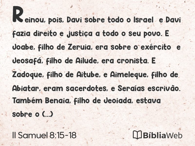 II Samuel 8:15-18 em imagem para compartilhar
