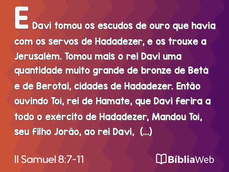 II Samuel 8:7-11 em imagem para compartilhar