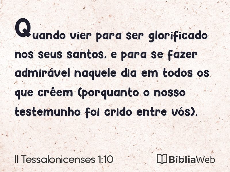 II Tessalonicenses 1:10 em imagem para compartilhar