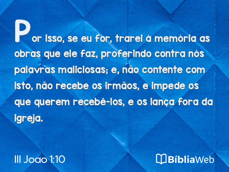 III Joao 1:10 em imagem para compartilhar