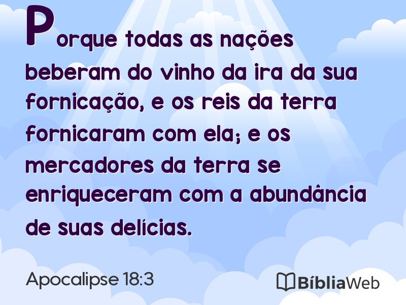 Apocalipse 18:3 em imagem para compartilhar