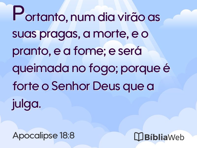 Apocalipse 18:8 em imagem para compartilhar