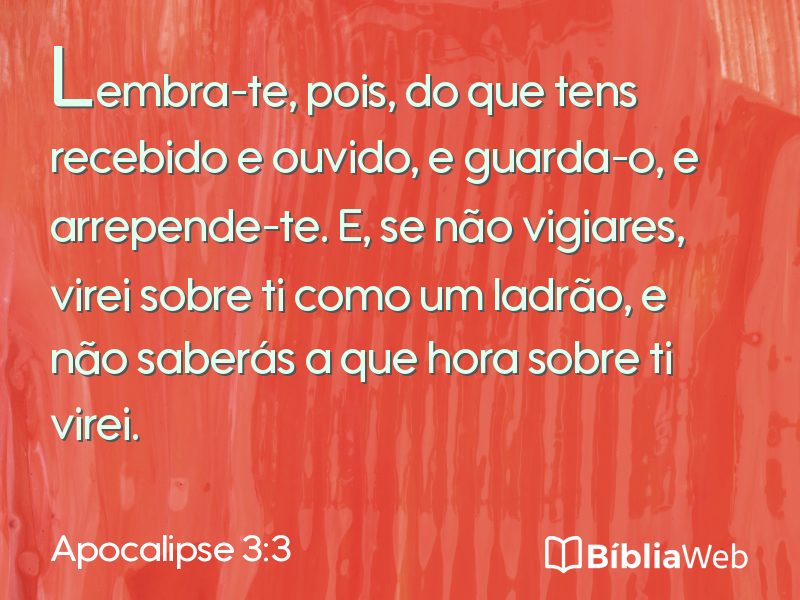 Apocalipse 3:3 em imagem para compartilhar