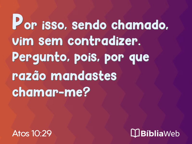Atos 10:29 em imagem para compartilhar
