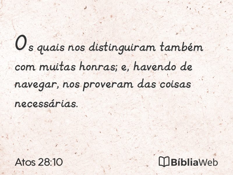 Atos 28:10 em imagem para compartilhar