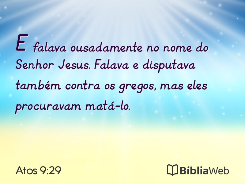 Atos 9:29 em imagem para compartilhar