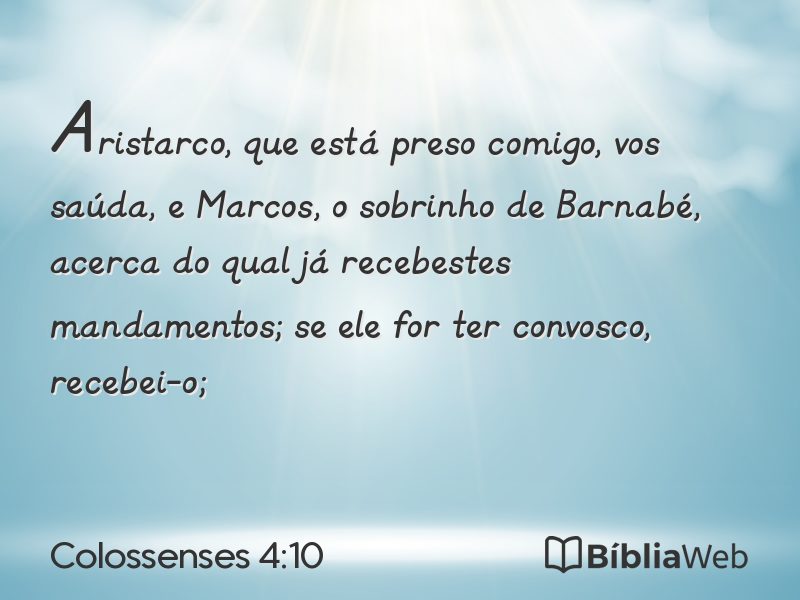 Colossenses 4:10 em imagem para compartilhar