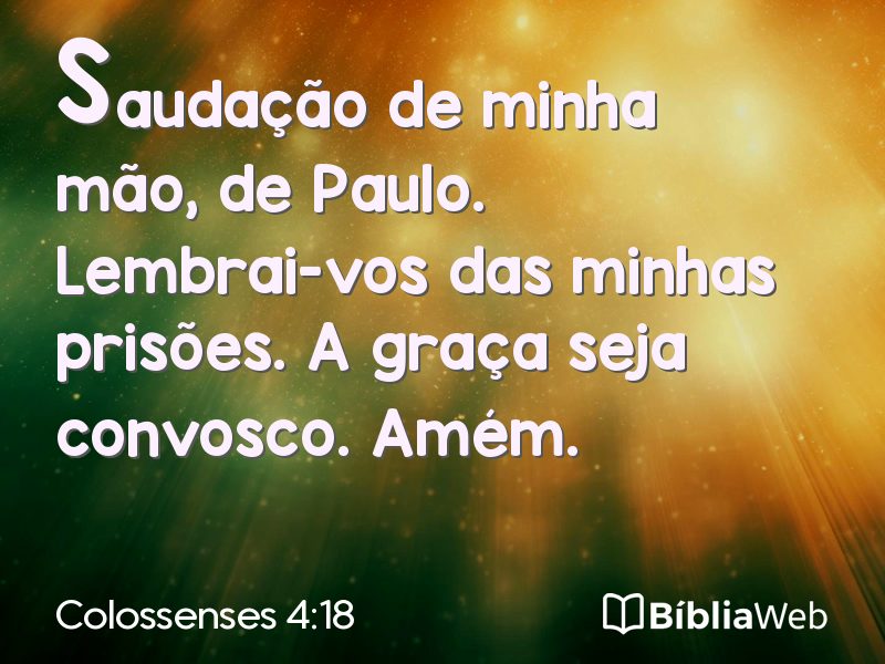 Colossenses 4:18 em imagem para compartilhar