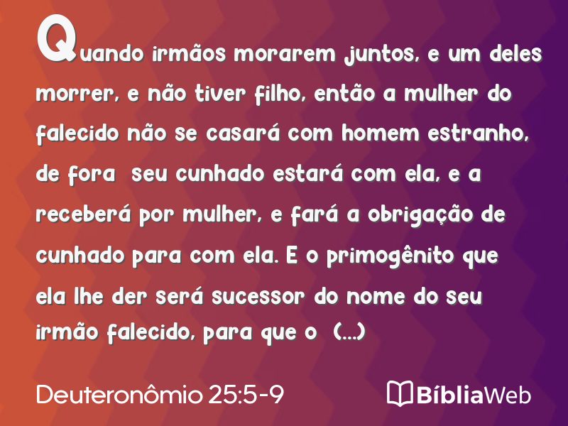 Deuteronômio 25:5-9 em imagem para compartilhar