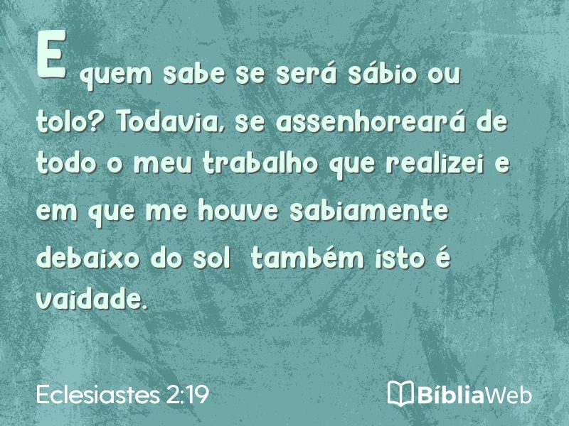 Eclesiastes 2:19 em imagem para compartilhar