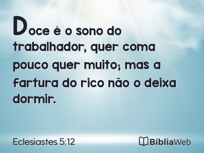 Eclesiastes 5:12 em imagem para compartilhar