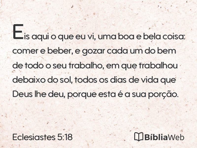 Eclesiastes 5:18 em imagem para compartilhar