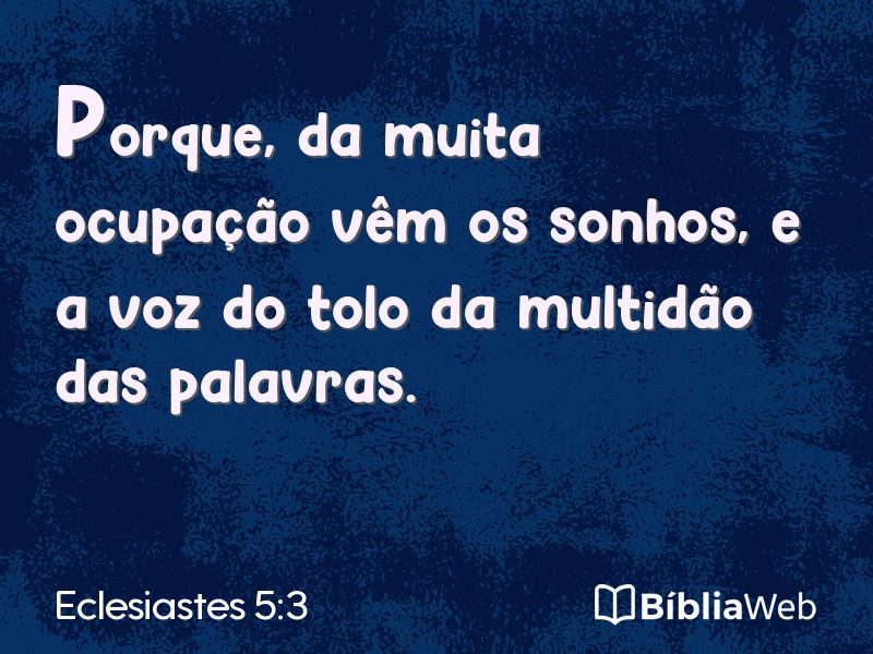 Eclesiastes 5:3 em imagem para compartilhar