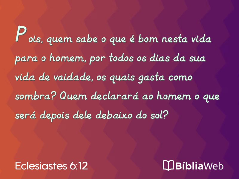 Eclesiastes 6:12 em imagem para compartilhar