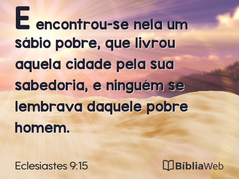 Eclesiastes 9:15 em imagem para compartilhar