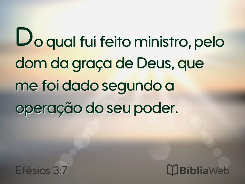 Efésios 3:7 em imagem para compartilhar