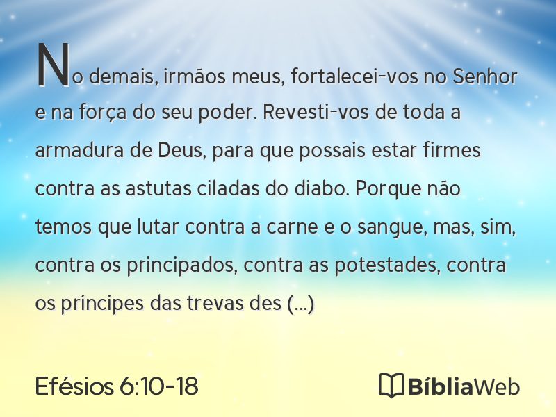 Efésios 6:10-18 em imagem para compartilhar