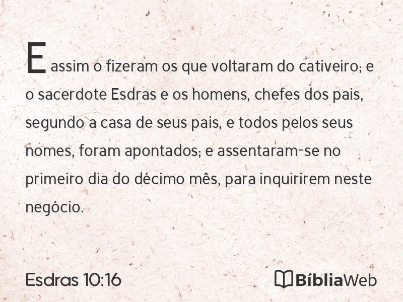 Esdras 10:16 em imagem para compartilhar