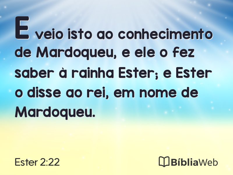 Ester 2:22 em imagem para compartilhar