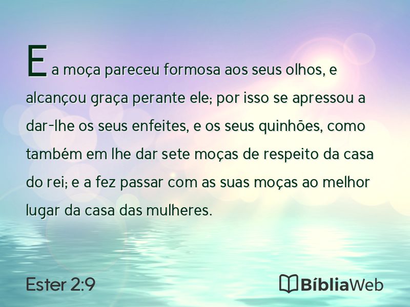 Ester 2:9 em imagem para compartilhar