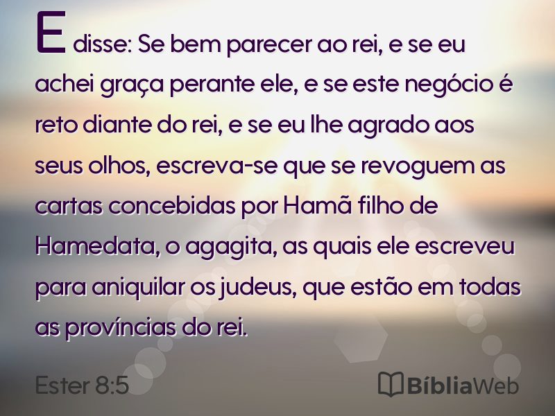 Ester 8:5 em imagem para compartilhar