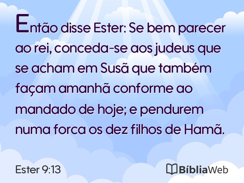 Ester 9:13 em imagem para compartilhar