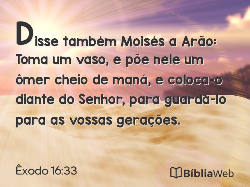 Êxodo 16:33 em imagem para compartilhar