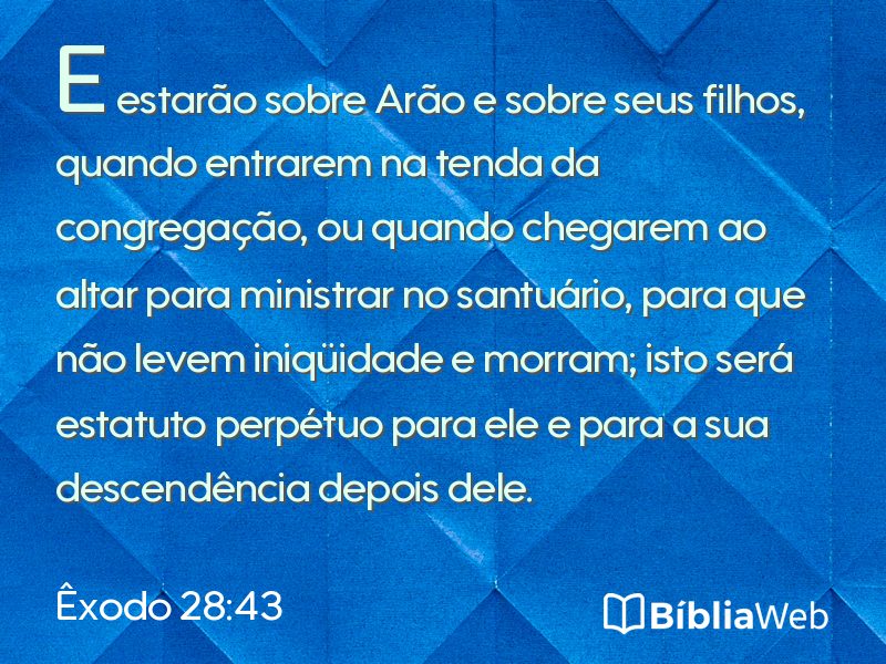 Êxodo 28:43 em imagem para compartilhar