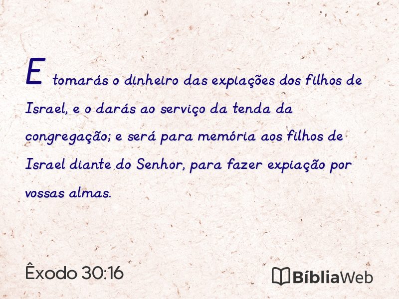 Êxodo 30:16 em imagem para compartilhar