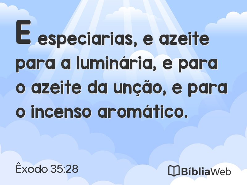 Êxodo 35:28 em imagem para compartilhar