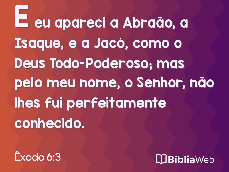Êxodo 6:3 em imagem para compartilhar