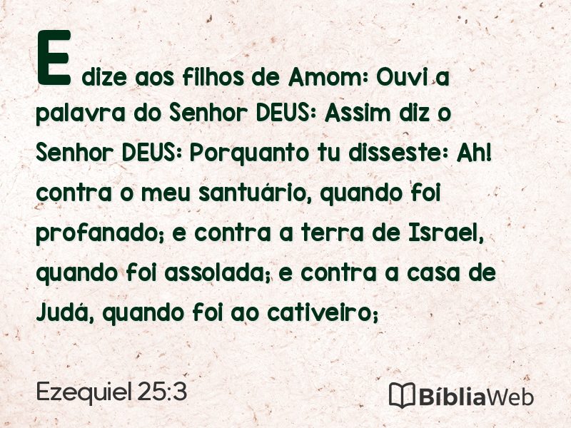 Ezequiel 25:3 em imagem para compartilhar