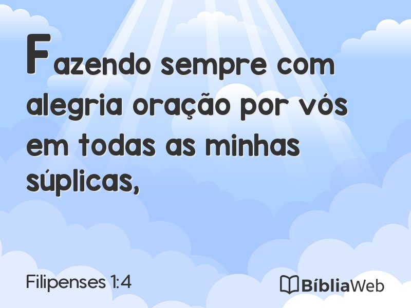 Filipenses 1:4 em imagem para compartilhar