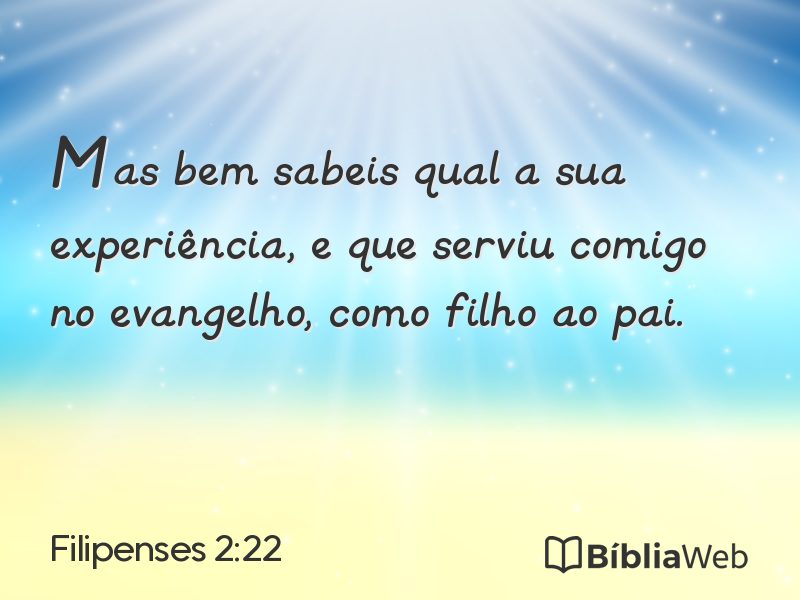 Filipenses 2:22 em imagem para compartilhar