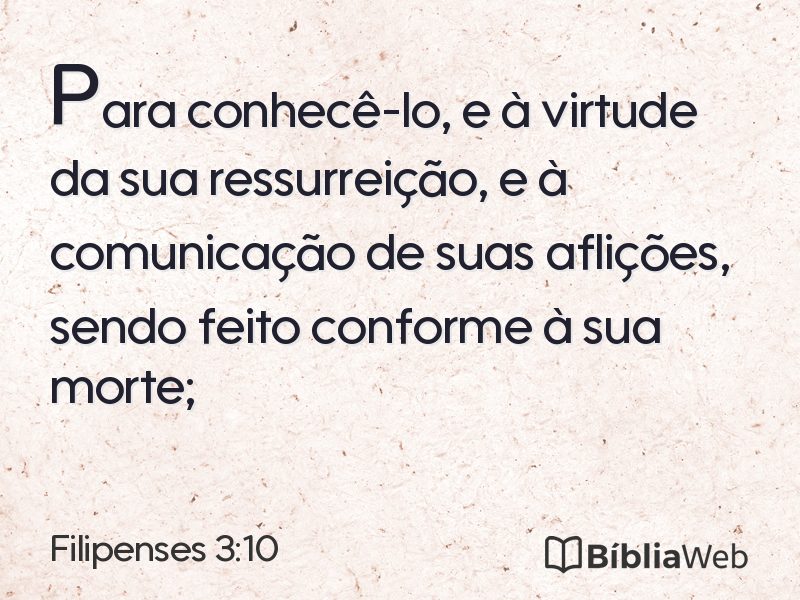 Filipenses 3:10 em imagem para compartilhar
