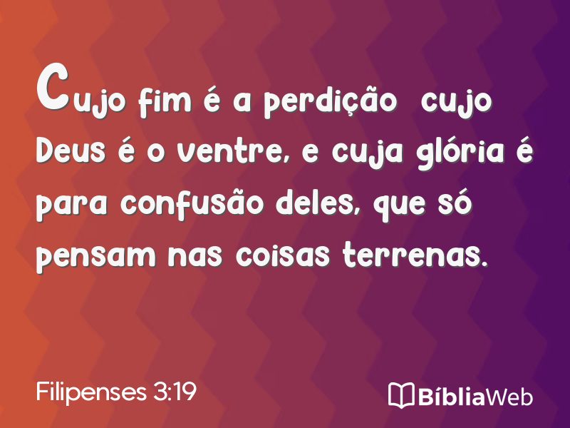 Filipenses 3:19 em imagem para compartilhar